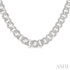 1/4 Ctw Single Cut Diamond Curb & Cuban Necklace in Sterling Silver
