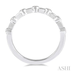 1/10 Ctw Bezel Set Round Cut Diamond Stackable Wedding Band in 14K White Gold