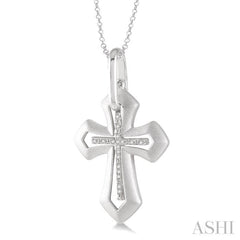 1/20 Ctw Single Cut Diamond Cross Pendant in Sterling Silver with Chain