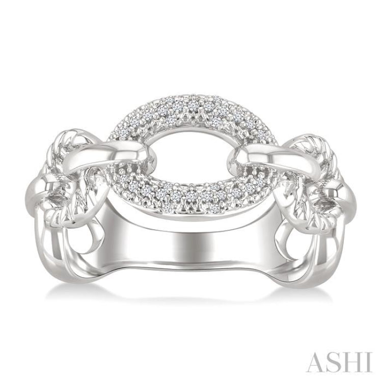 1/10 Ctw Single Cut Diamond Oval Shape Rope Link Ring in Sterling Silver