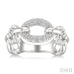 1/10 Ctw Single Cut Diamond Oval Shape Rope Link Ring in Sterling Silver