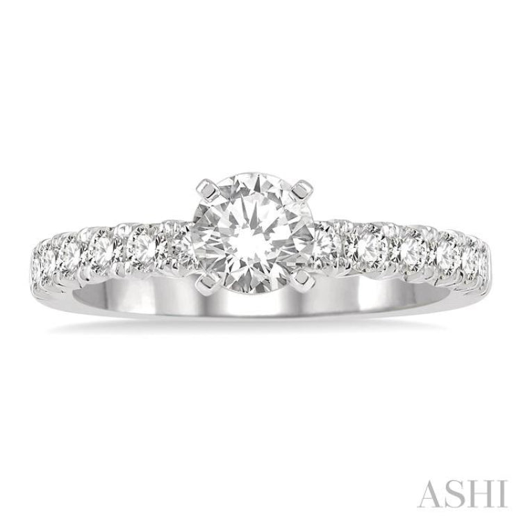 1/2 ctw Round Cut Diamond Semi-Mount Engagement Ring in 14K White Gold