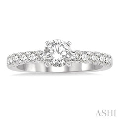 1/2 ctw Round Cut Diamond Semi-Mount Engagement Ring in 14K White Gold