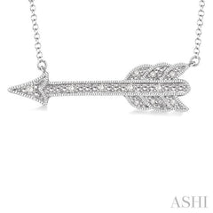 1/20 Ctw Round Cut Diamond Arrow Pendant in Sterling Silver with Chain