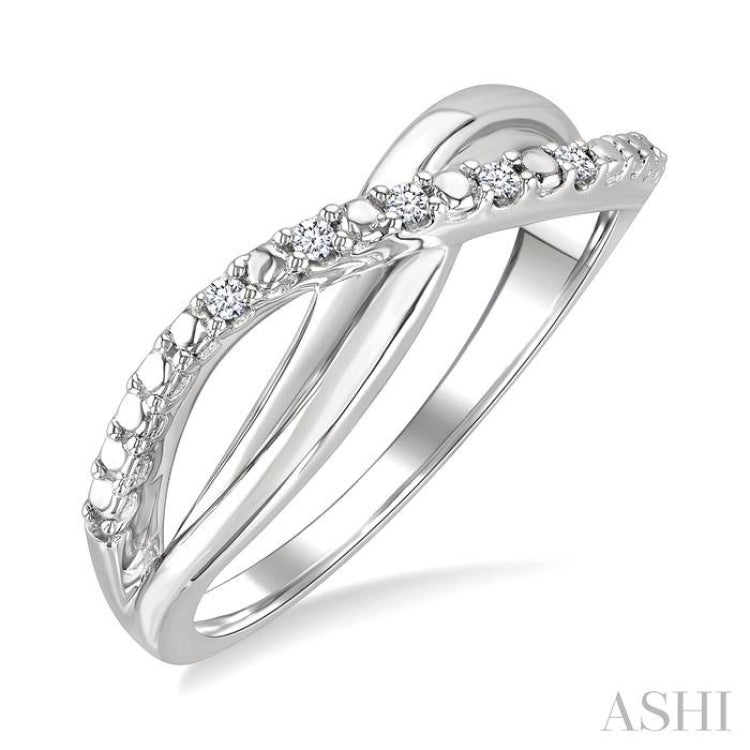 1/20 Ctw Split Criss-Cross Single Cut Diamond Fashion Ring in Sterling Silver