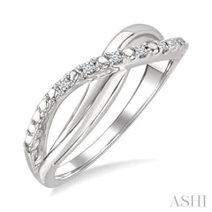 1/20 Ctw Split Criss-Cross Single Cut Diamond Fashion Ring in Sterling Silver