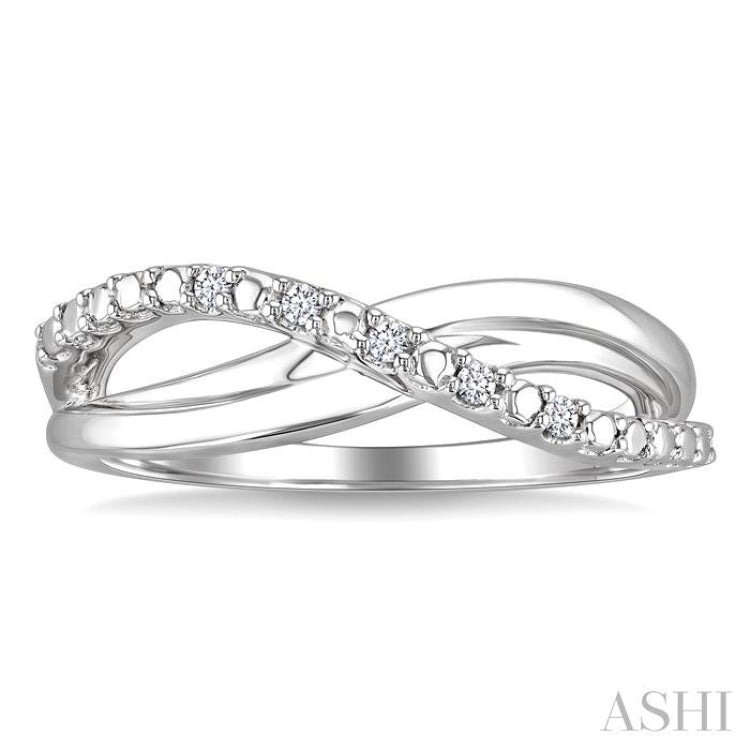 1/20 Ctw Split Criss-Cross Single Cut Diamond Fashion Ring in Sterling Silver