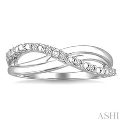 1/20 Ctw Split Criss-Cross Single Cut Diamond Fashion Ring in Sterling Silver