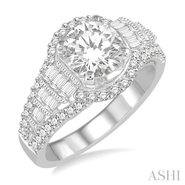 1 ctw Diamond Semi-Mount Engagement Ring in 14K White Gold