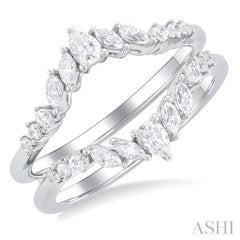 1/2 Ctw Chevron Pear, Marquise and Round Cut Diamond Insert Ring in 14K White Gold