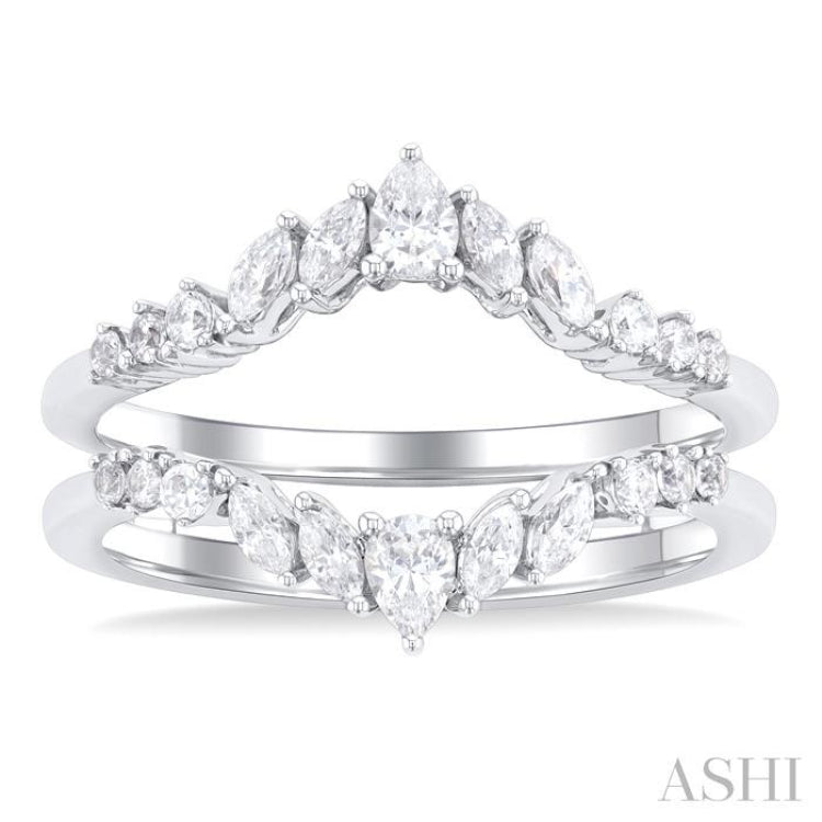 1/2 Ctw Chevron Pear, Marquise and Round Cut Diamond Insert Ring in 14K White Gold