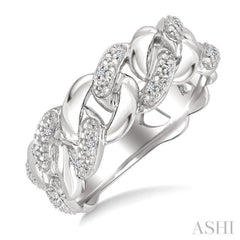 1/20 Ctw Single Cut Diamond Curb & Cuban Ring in Sterling Silver