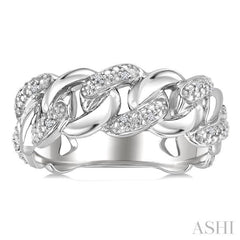 1/20 Ctw Round Cut Diamond Curb & Cuban Ring in Sterling Silver