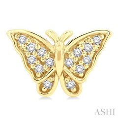 1/10 Ctw Petite Butterfly Round Cut Diamond Fashion Stud Earrings in 10K Yellow Gold