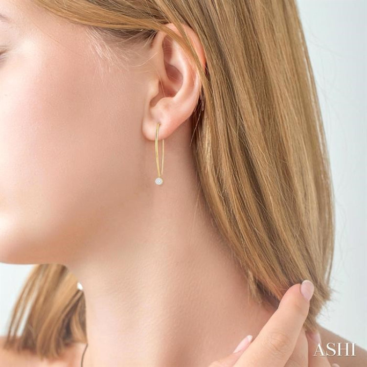 1/3 Ctw Round Dangler Lovebright Diamond Earring in 14K Yellow and White Gold