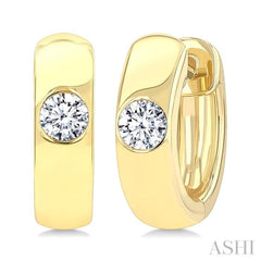 1/3 Ctw Bezel Set Round Cut Diamond Huggies in 14K Yellow Gold
