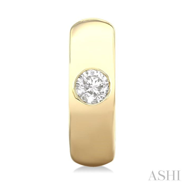 1/3 Ctw Bezel Set Round Cut Diamond Huggies in 14K Yellow Gold