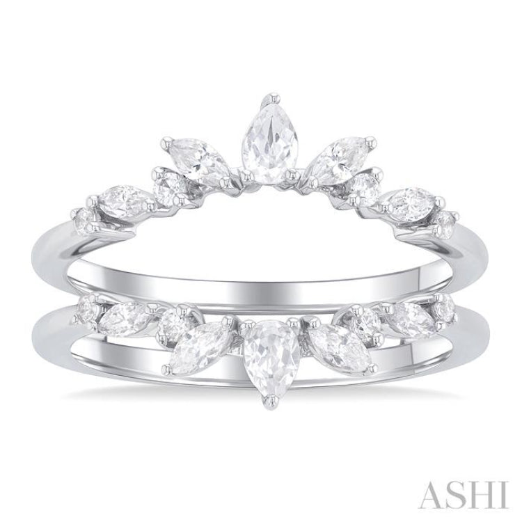 1/2 Ctw Pear, Marquise and Round Cut Diamond Insert Ring in 14K White Gold