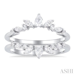 1/2 Ctw Pear, Marquise and Round Cut Diamond Insert Ring in 14K White Gold