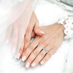 3/4 Ctw Diamond Wedding Set with 5/8 Ctw Princess Cut Engagement Ring and 1/5 Ctw Wedding Band in 14K White Gold