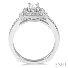 3/8 Ctw Diamond Octagon Halo Semi-Mount Engagement Ring in 14K White Gold