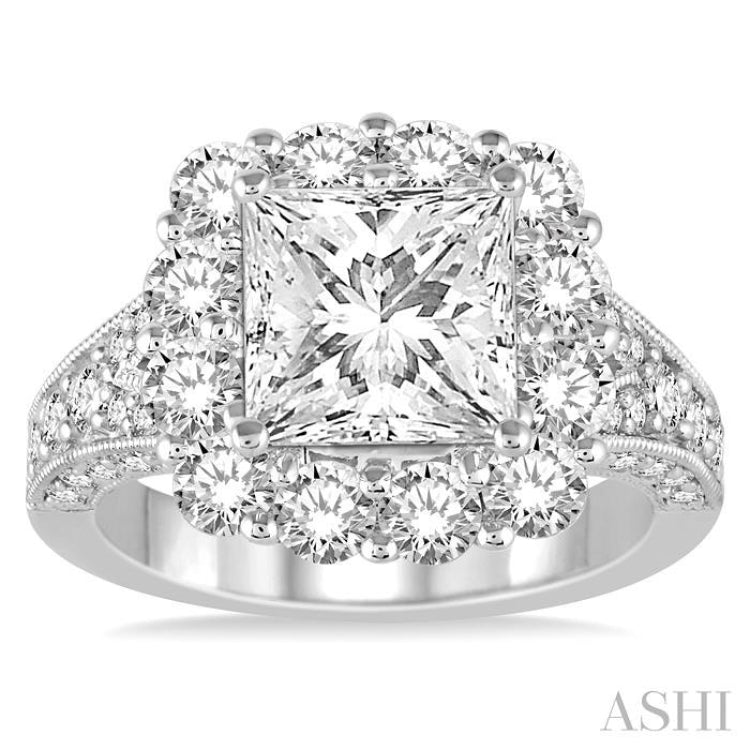 2 Ctw Round Cut Diamond Semi-Mount Engagement Ring in 14K White Gold