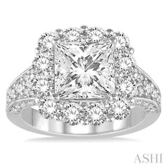 2 Ctw Round Cut Diamond Semi-Mount Engagement Ring in 14K White Gold