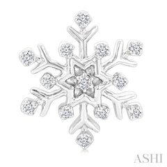1/10 Ctw Petite Snowflake Round Cut Diamond Fashion Stud Earrings in 10K White Gold
