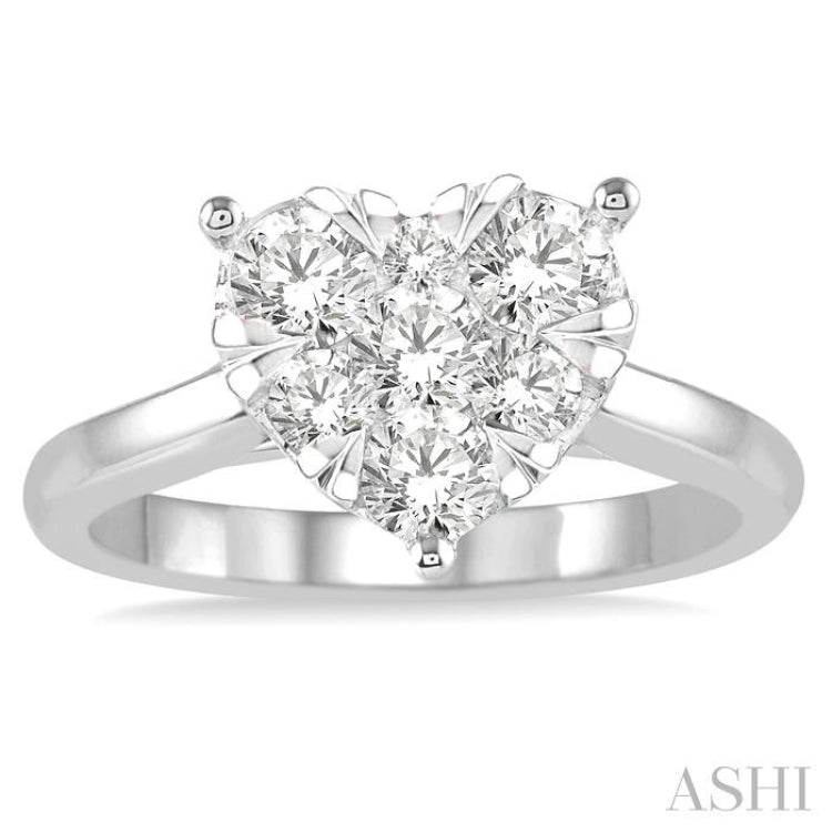 指輪・リング wing bling 14k love cut ring 1 Ctw Round Cut Diamond Heart Shape Lovebright Ring in 14K