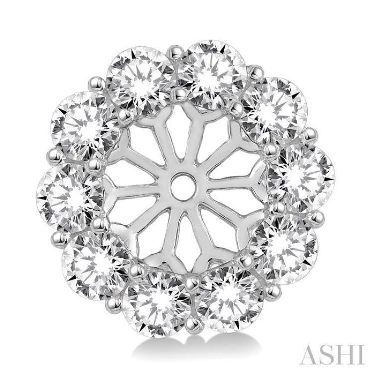 2 Ctw Round Cut Diamond Earrings Jacket in 14K White Gold