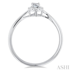 5x3 MM Oval Shape White Topaz and 1/20 Ctw Round Cut Diamond Halo Semi-Precious Ring in 14K White Gold