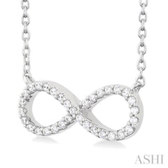 1/10 Ctw Round Cut Diamond Infinity Petite Pendant With Chain in 14K White Gold