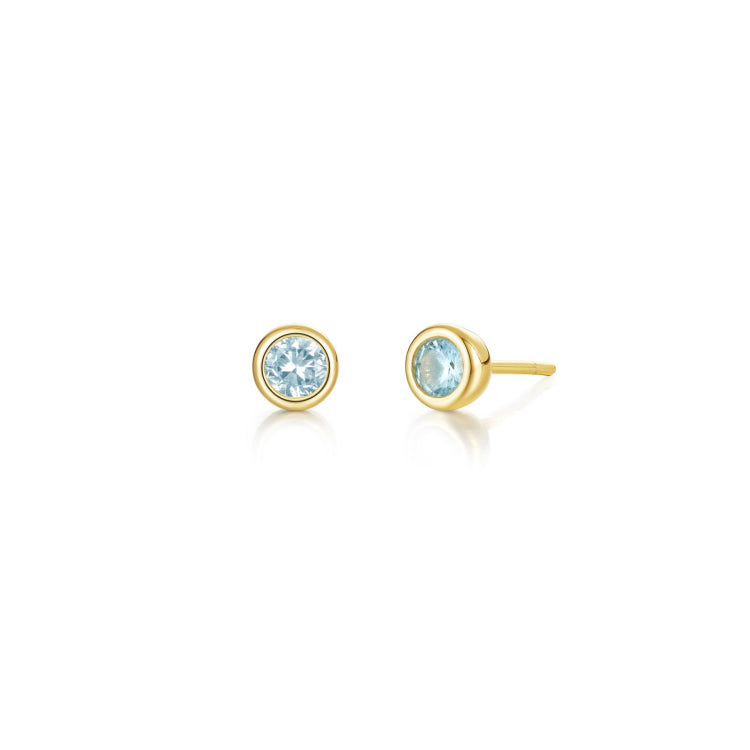 March Bezel Birthstone Earrings