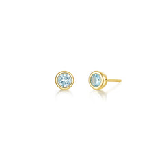 March Bezel Birthstone Earrings