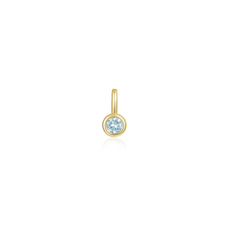 March Bezel Birthstone Charm Pendant