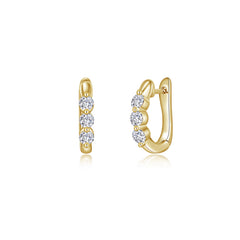1.0 CTW 3-Stone Huggie Hoop Earrings