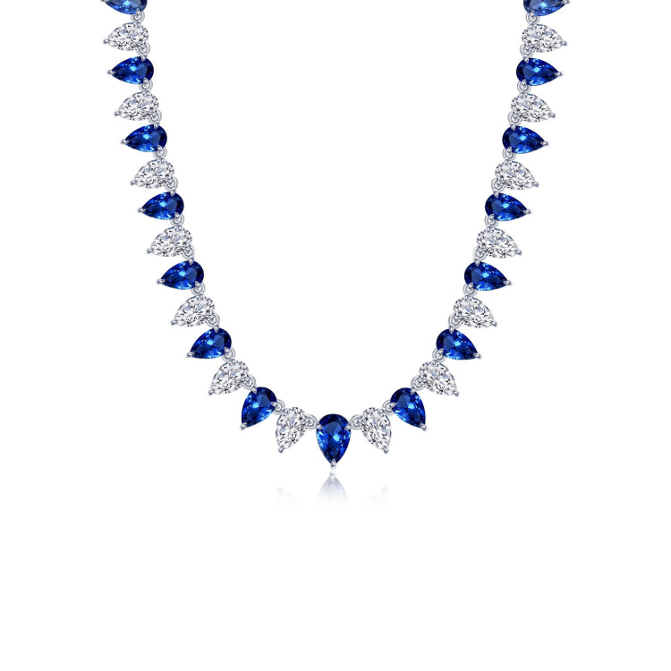 38 CTW Fancy Lab-Grown Sapphire Tennis Choker Necklace