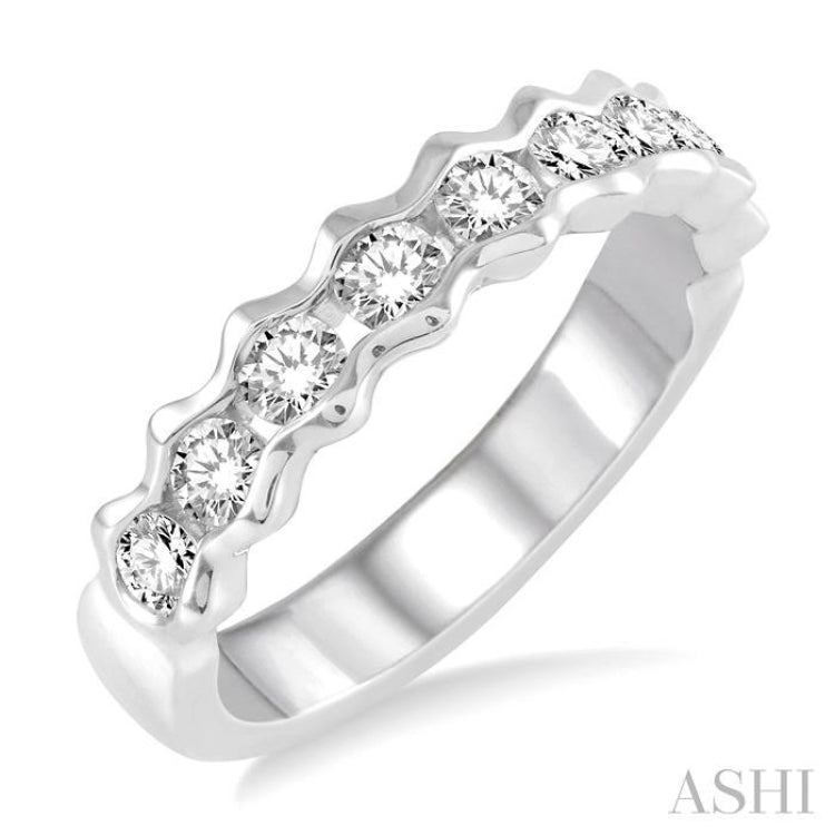 3/4 Ctw Round Cut Diamond Stack Band in 14K White Gold