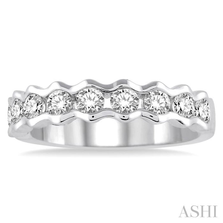 3/4 Ctw Round Cut Diamond Stack Band in 14K White Gold