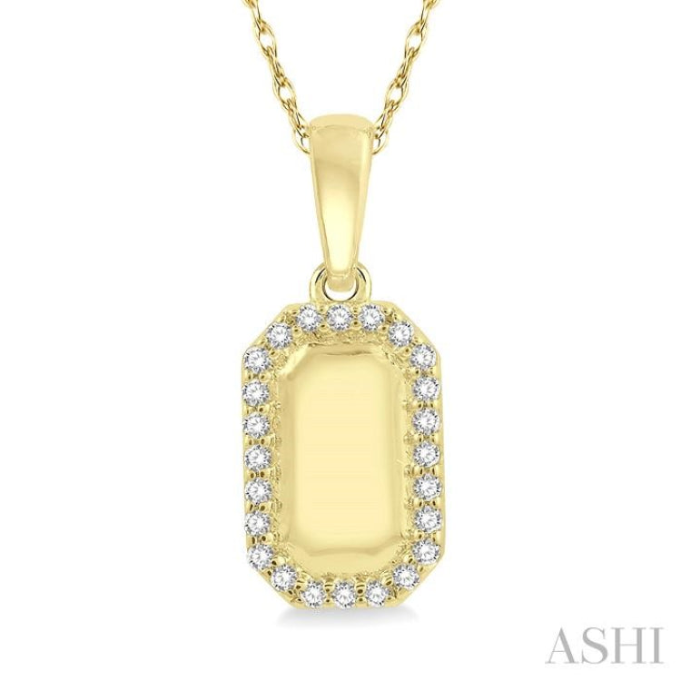 1/10 Ctw Round Cut Diamond Tag Pendant With Chain in 10K Yellow Gold