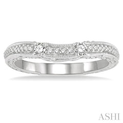 1/3 Ctw Carved Round Cut Diamond Wedding Band in 14K White Gold