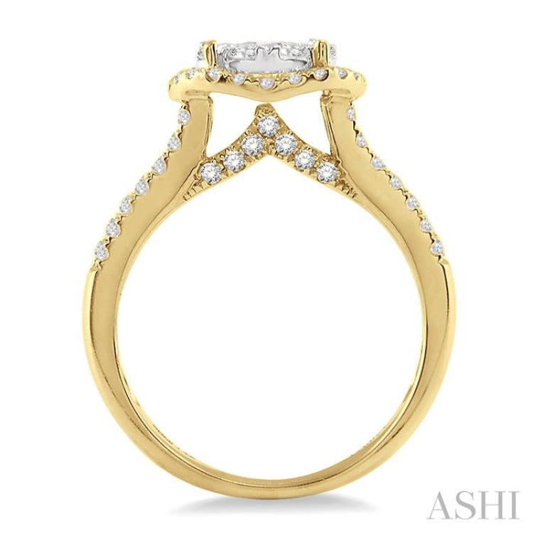 1 Ctw Lovebright Round Cut Diamond Engagement Ring in 14K Yellow and White Gold