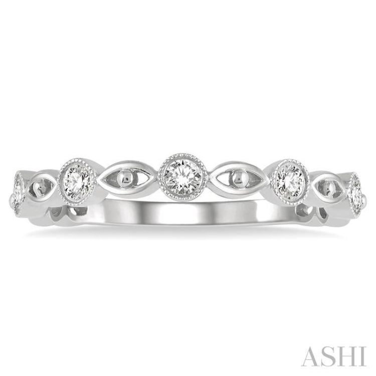 1/5 Ctw Lattice Marquise & Circular Mount Round Cut Diamond Stackable Band in 14K White Gold