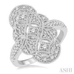 1/2 Ctw Floral Geometry Round Cut Diamond Ladies Ring in 14K White Gold