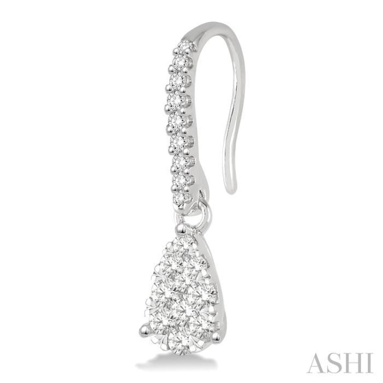 1/2 Ctw Pear Shape Diamond Lovebright Earrings in 14K White Gold