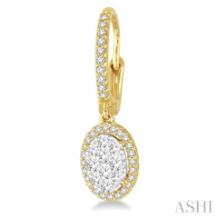 3/4 Ctw Oval Shape Diamond Lovebright Earrings in 14K Yellow and White Gold