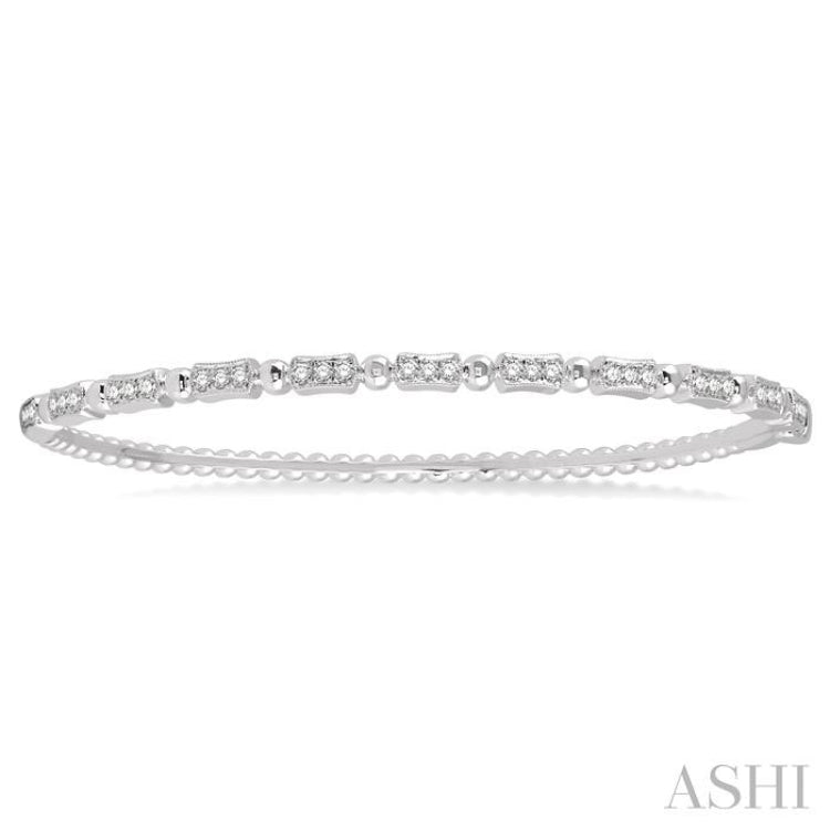 1/2 Ctw Box Link Round Cut Stackable Diamond Bangle in 14K White Gold