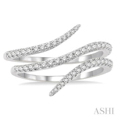 1/3 Ctw Double Spiral Open-End Round Cut Diamond Fashion Ring in 14K White Gold