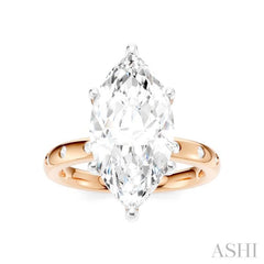 1/5 Ctw Akari Marquise Shape Round Cut Diamond Semi-Mount Engagement Ring in 14K Rose and White Gold