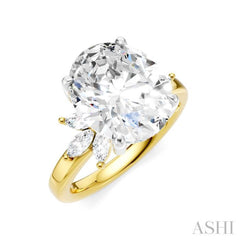 5/8 Ctw Akari Oval Shape Marquise and Round Cut Diamond Semi-Mount Engagement Ring in 14K Yellow and White Gold
